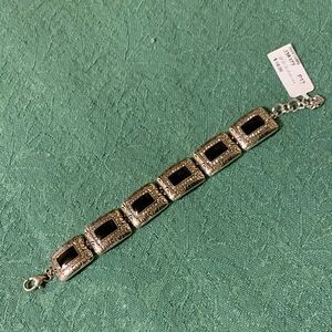 Brighton Silver,Black with Crystals Geometric Bracelet